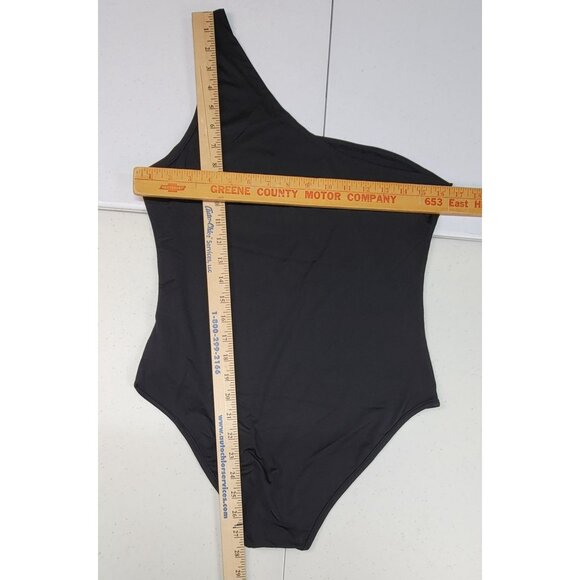 Bodysuit One-Shoulder Black Snap Closure Womens Large L New in Bag - Picture 6 of 6